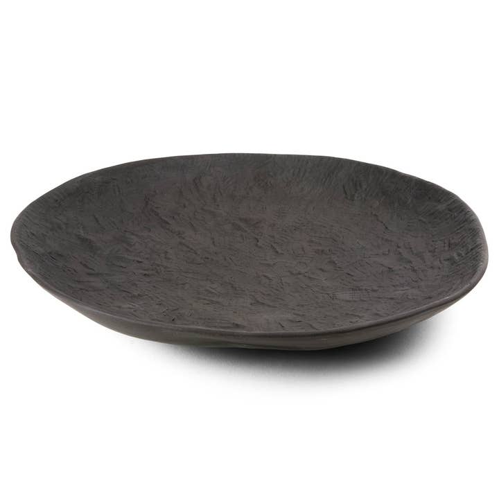 Matt finish, black stoneware, large platter for wholesale by 1882 Ltd.