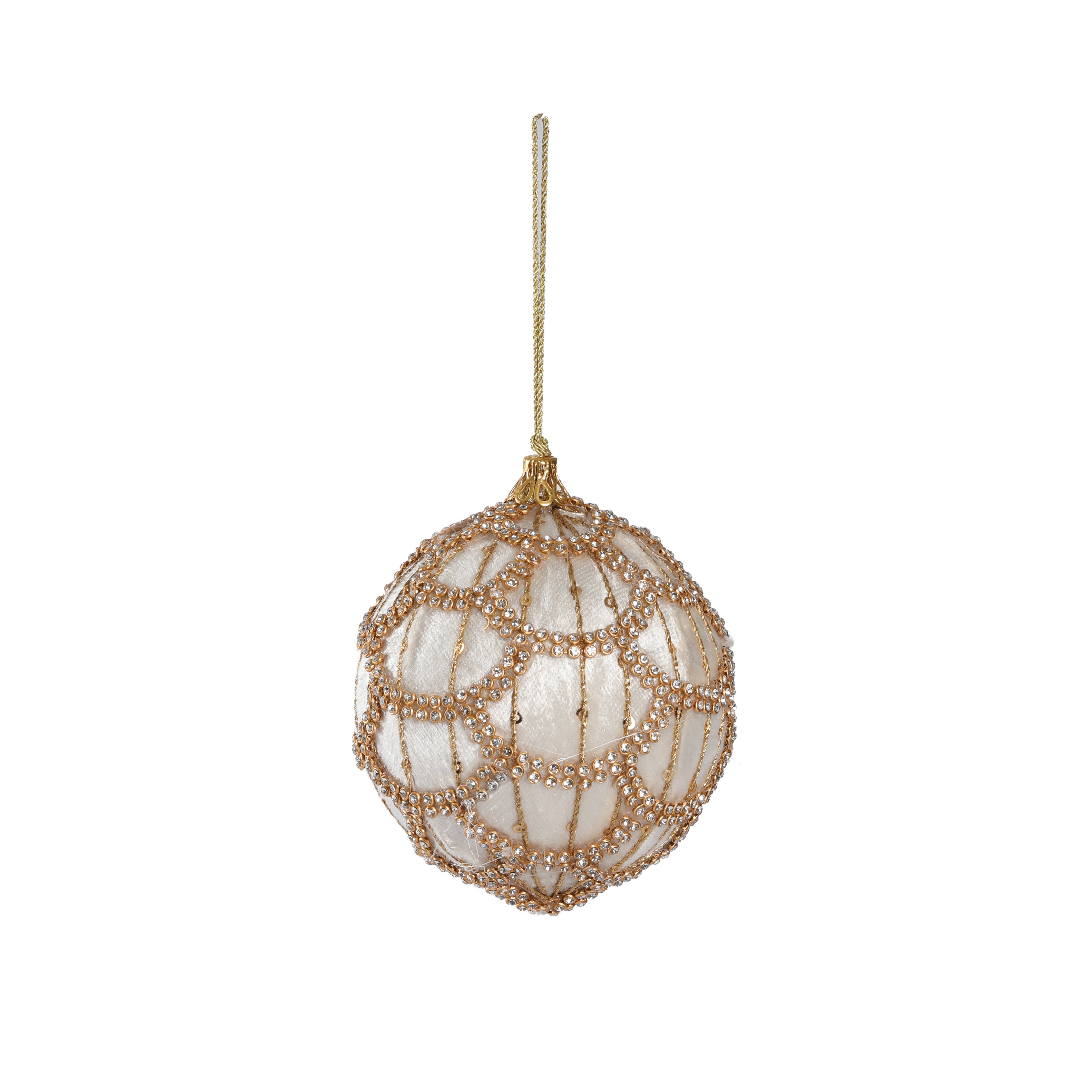 Vatican Homes - Wholesale Ornament - 4" Ivory Embellished Ball Ornament0