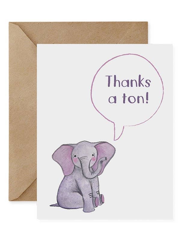 Cartão de elefante pigmeu de Bornéu /Muito obrigado! - Cartão ecológico, cartão de felicitações, reciclado, em branco, A2, selvagem, adorável, fofo por atacado de Red and Wolf Paper Company