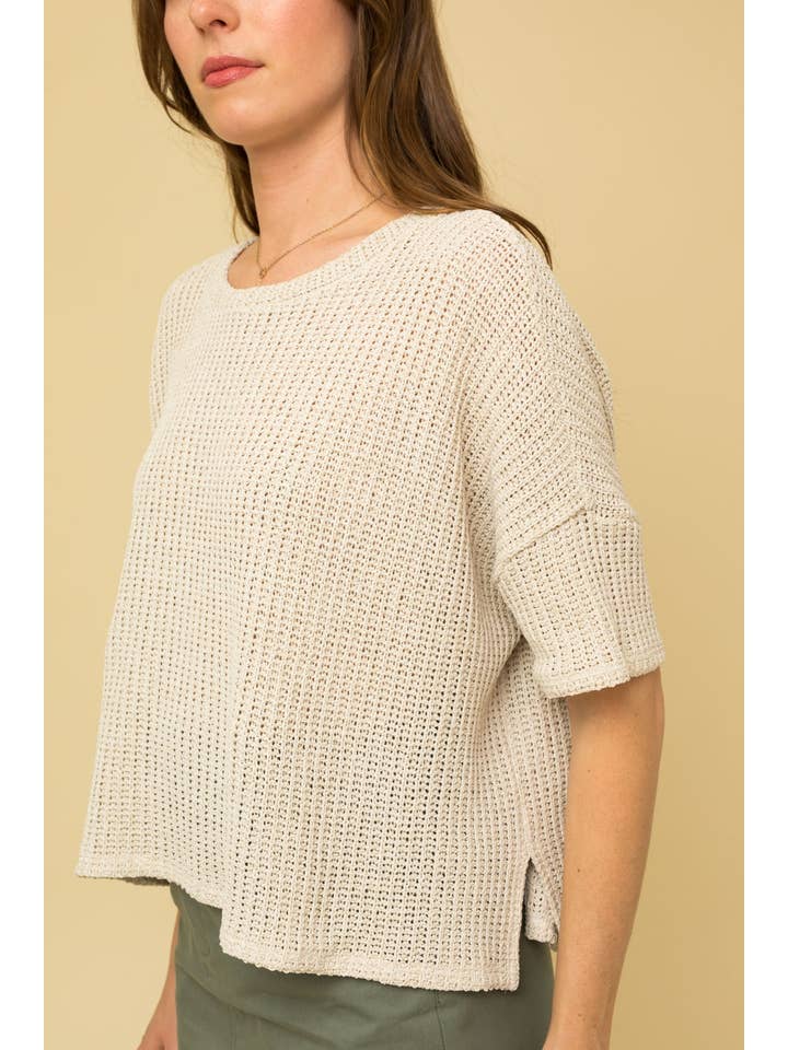 GILLI - Wholesale Knit Top - Women's - SHORT SLEEVE WAFFLE TOP