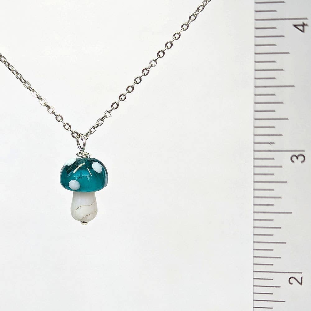 Stylish Jewelry Supply - Wholesale Pendant/Charm Necklace - Turquoise Blue Lampwork Beads Glass Mushroom Necklace1