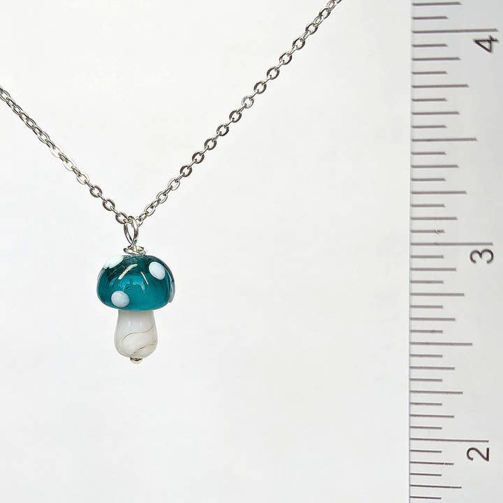 Stylish Jewelry Supply - Wholesale Pendant/charm necklace - Turquoise Blue Lampwork Beads Glass Mushroom Necklace1