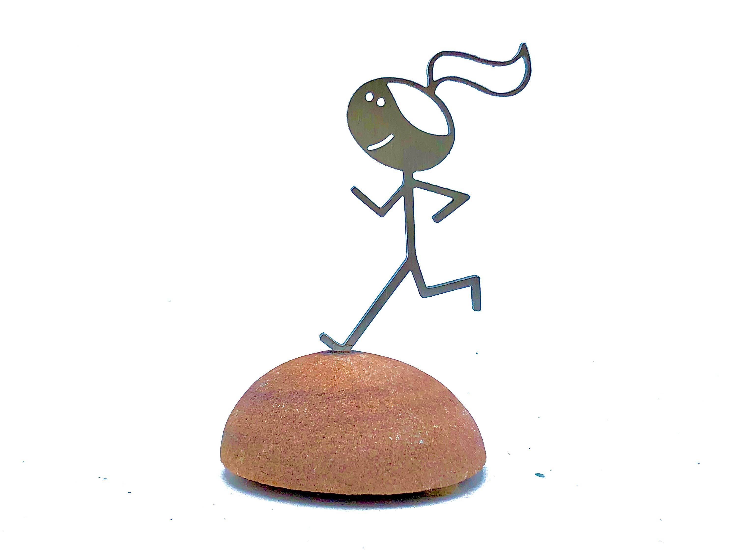 Vermont Rocks! – wholesale Dekorativ statyett – Metal Runner Girl Staty-present till henne med kort och väska7