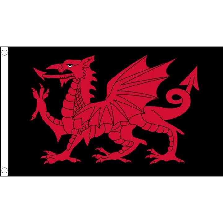Walisisk drage sort 5'x3' (Wales) for engroshandel hos Worldwide Flags Ltd