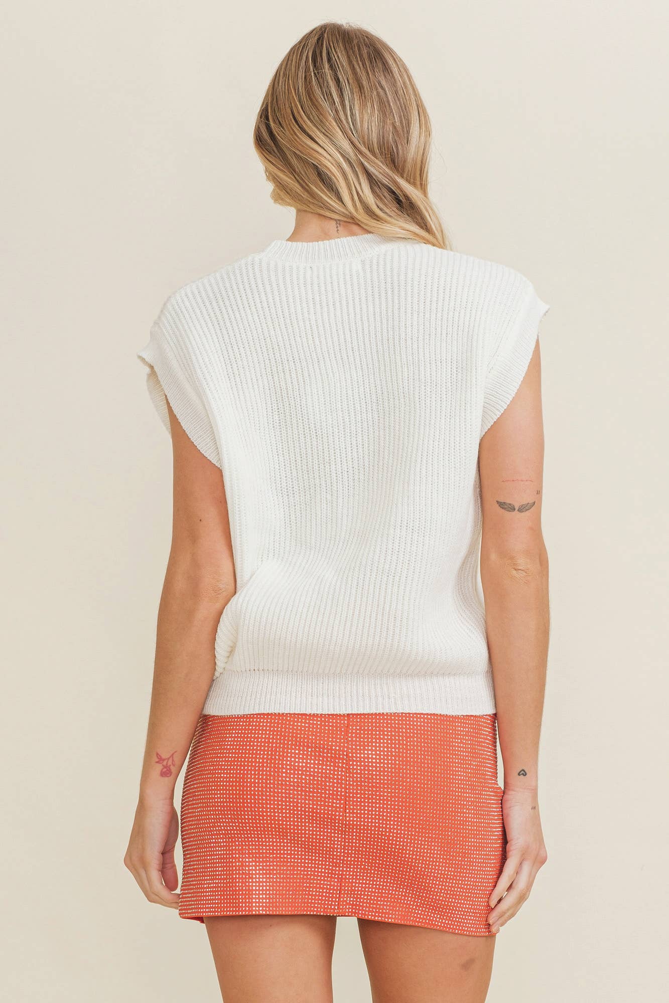 Cloud Ten - Wholesale Knit Sweater - Women's - CSW10210Y - 'TENN" EMBROIDERED SLEEVELESS SWEATER TOP1