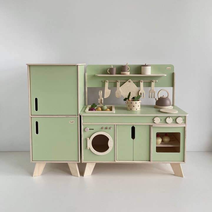 Handcrafted Wooden Play Kitchen + Refrigerator (blind doors) | Scandinavian Design - Birch for wholesale by Kids Wood Store
