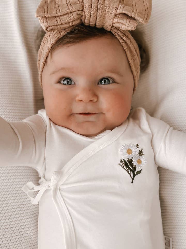 Bamboo/Organic Cotton Freya Long Sleeve Bodysuit - White for wholesale by Elke & Indigo