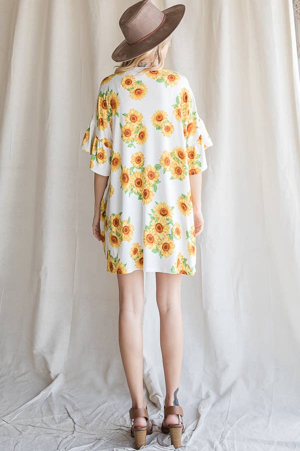 Off White Sunflower Casual Open Front Cardigan T4237 for wholesale on Faire9