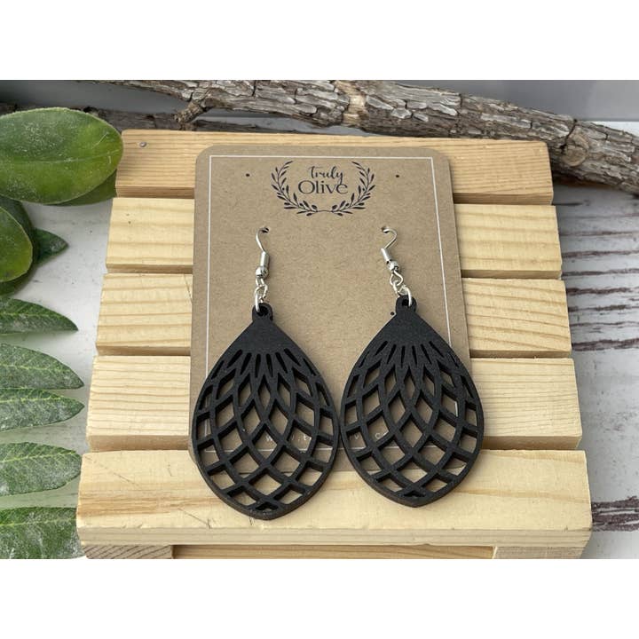 Truly Olive - Wholesale Dangle Earrings - Wood Mandala Earrings Lightweight and Super Comfortable