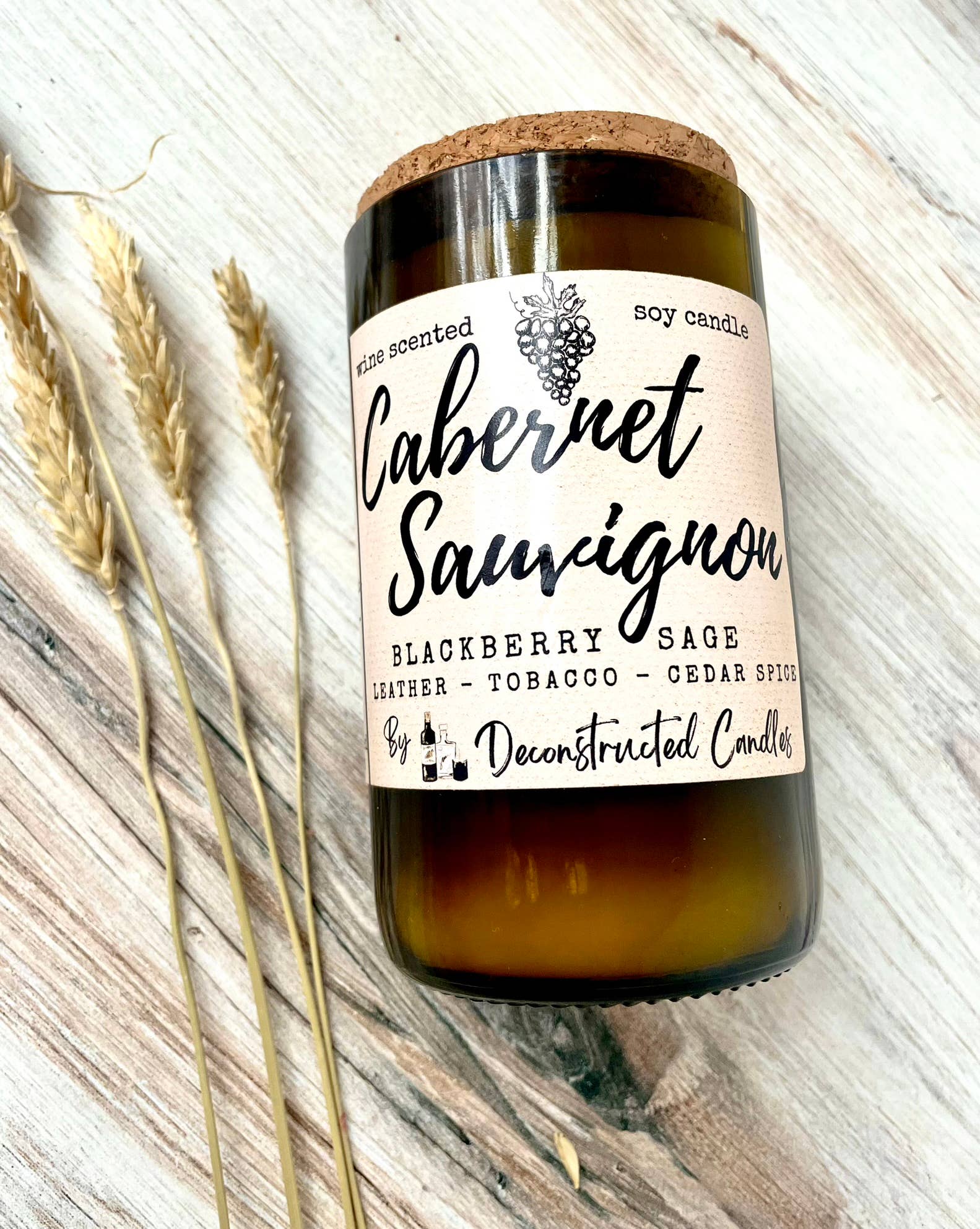 deconstructed candles – Engroshandel Glaslys – Vinflaskelys Korktop duftende af Wine Expert Soy Wax26