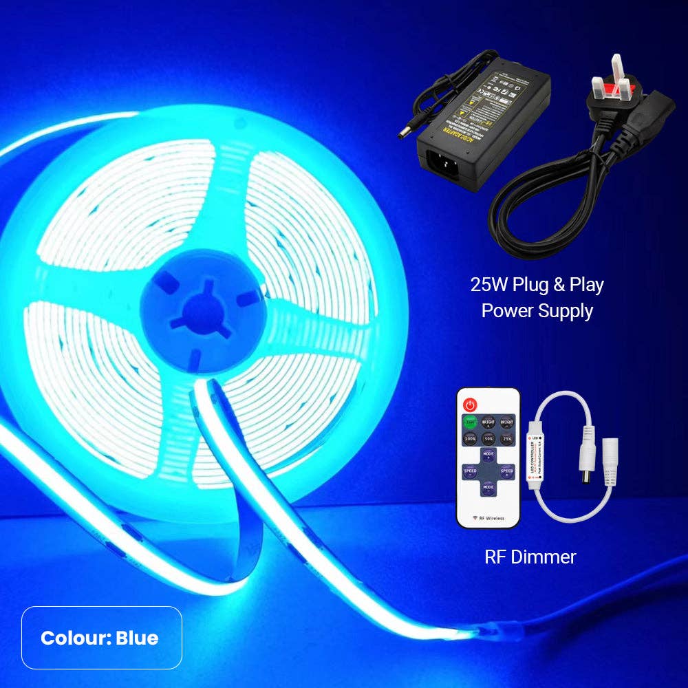 ENER-J – wholesale String lights – 5m Blue LED COB Strip 320L/M 24V with RF Dimmer & PSU1