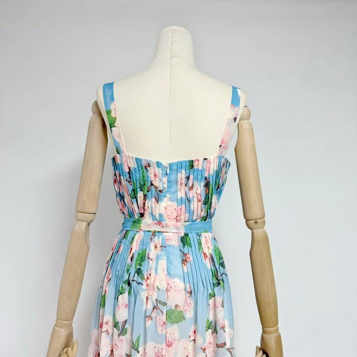 Productseeker - Wholesale Dress – Women's - DR658Y Chiffon Floral Pleated Maxi Dress with Swing Skirt15