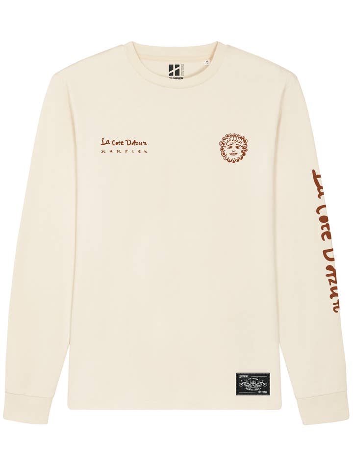T-shirt manches longues La Côte d'Azur en coton bio pour la vente par Humpier