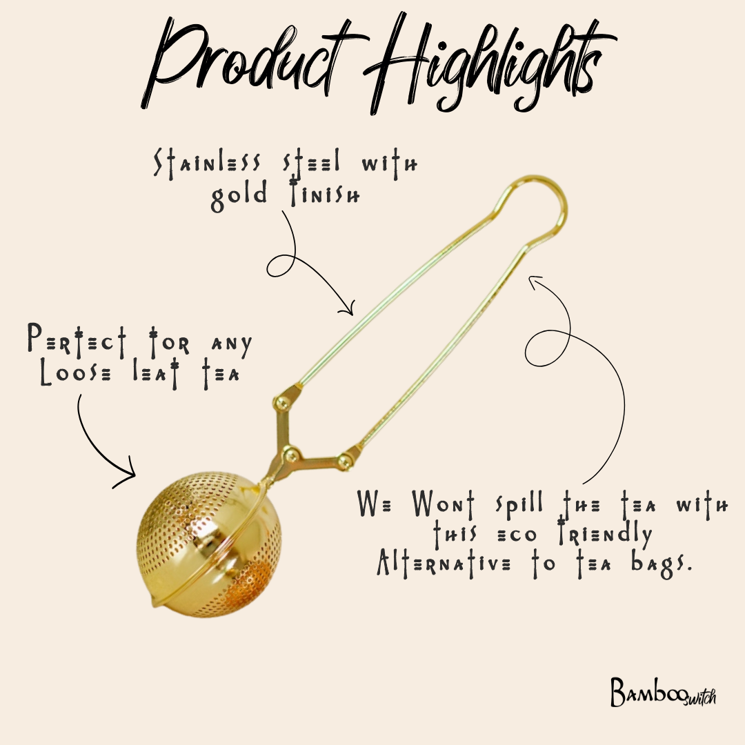 Bamboo Switch - Vendita all'ingrosso Colini/infusori da tè - Filtro per tè in acciaio inossidabile dorato | Infusore | Bestseller1