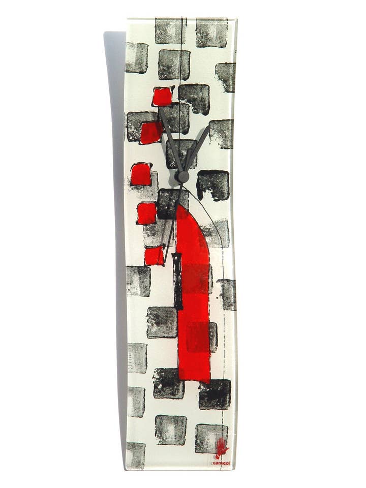 Dotti White-Black Wall Clock 10X41 Cm for wholesale by CARNEOL GLASS