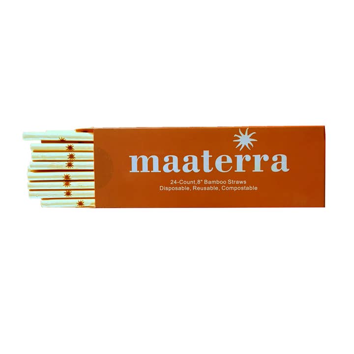 Compostable Bamboo Straws, 8" 12-Pack, FSC Certified for wholesale by maaterra
