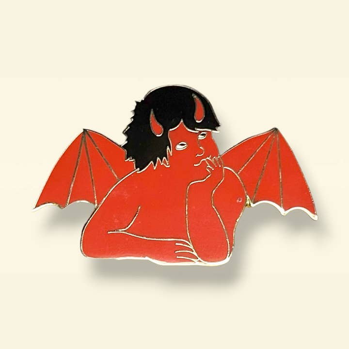 Raphael Devils Enamel Pin 1 for wholesale by Library Cat Designs