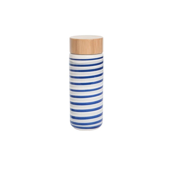 Beachcombers - Wholesale Insulated Mug/Tumbler - Blue Striped Double Wall Travel Coffee Mug