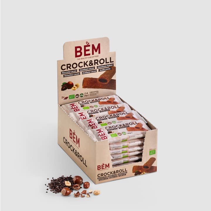 Stella Foods s.r.l. - Wholesale Cookie - BEM Organic Hazelnut and Cocoa Crunchy Cannolo 25g (EXPO 24x25g)3