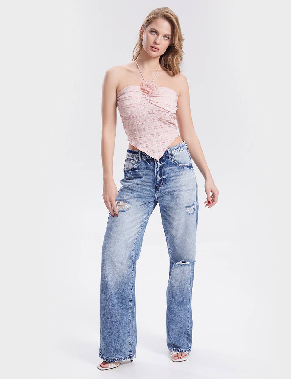 Sweetkama - Vente Jean – femme - Pantalon en jean à jambe droite à taille haute pour tous les jours | Jeans SKP673313