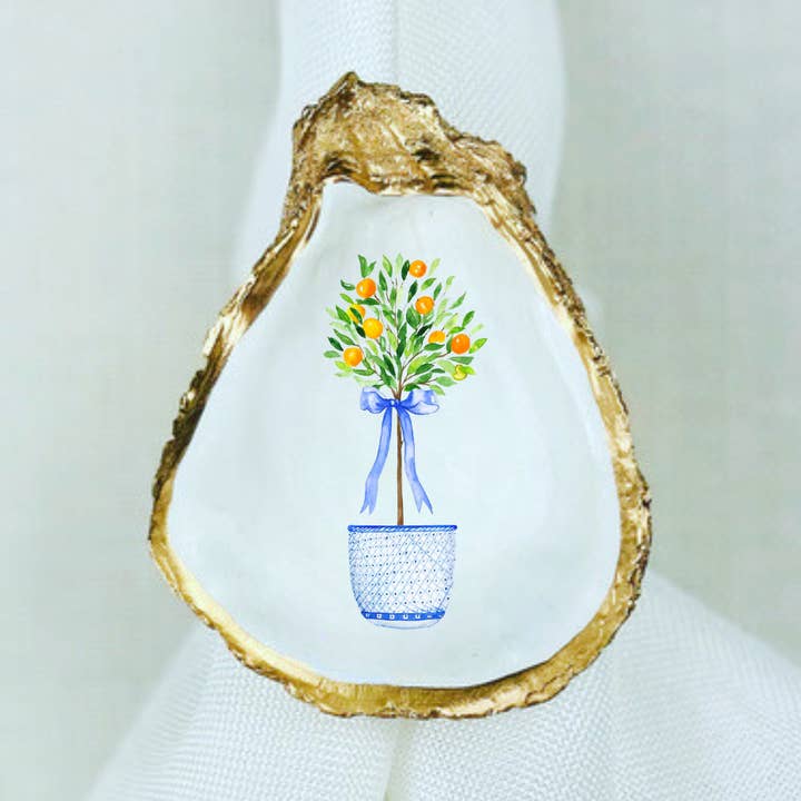 Anneaux de serviette en rotin Oyster Shell Chinoiserie pour la vente par Willett and Co