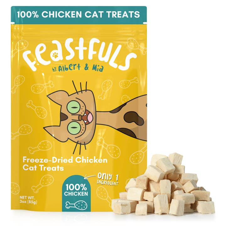 Feastfuls Cat Treats - 100% frysetørret kylling for engroshandel hos Outdoor Bengal