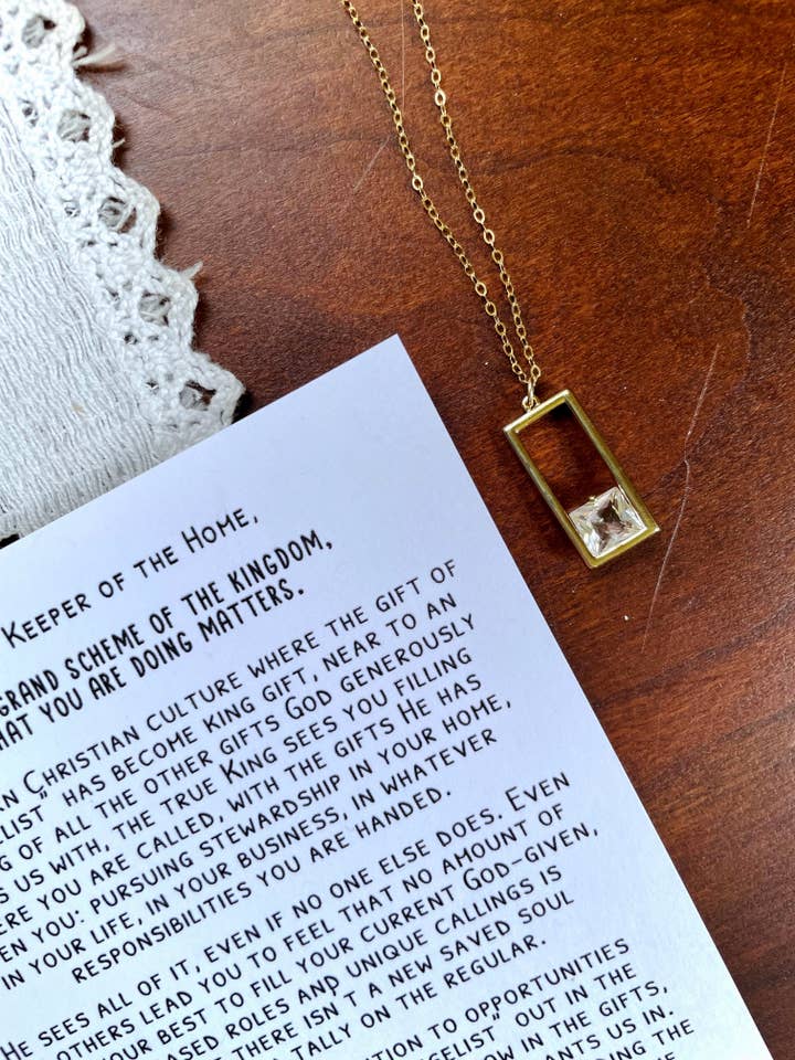 KEEPER OF THE HOME Gold CZ Necklace for wholesale by Hamrick Avenue