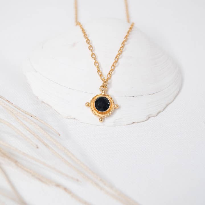 LEANDER D'AMBROSIA – Colar pingente/pendente por atacado – Colar com pingente de medalhão de ouro preto de 18”