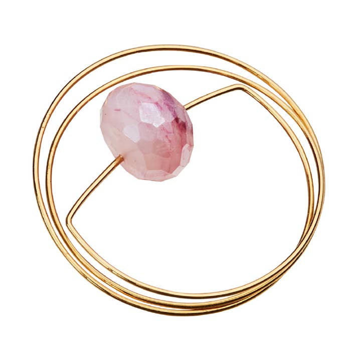 Circle Wrap Ring with Pink Silverite Moonstone for wholesale by Melissa McArthur - Jewellery Made in London