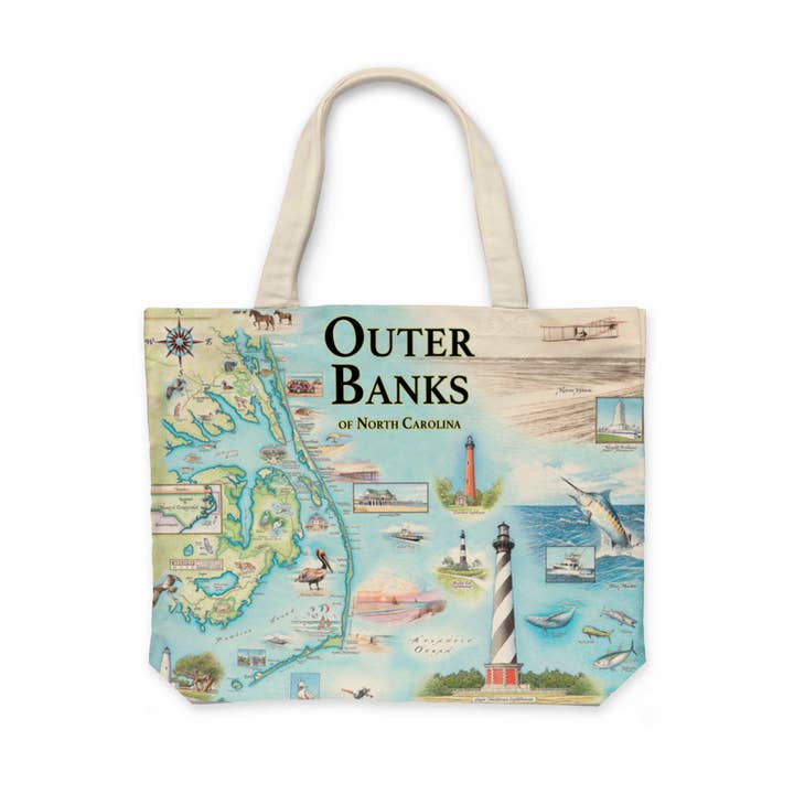 XPLORER MAPS - Wholesale Tote Bag - Unisex - Outer Banks Map Canvas Tote Bag – Eco-Friendly & Durable0