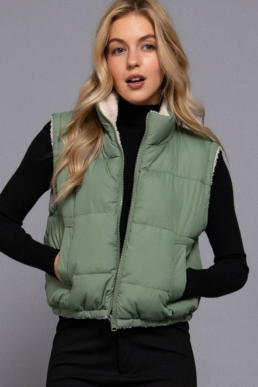 Active Basic | Active USA - Wholesale Outerwear Vest - Women's - Reversible Fur Padding Vest15