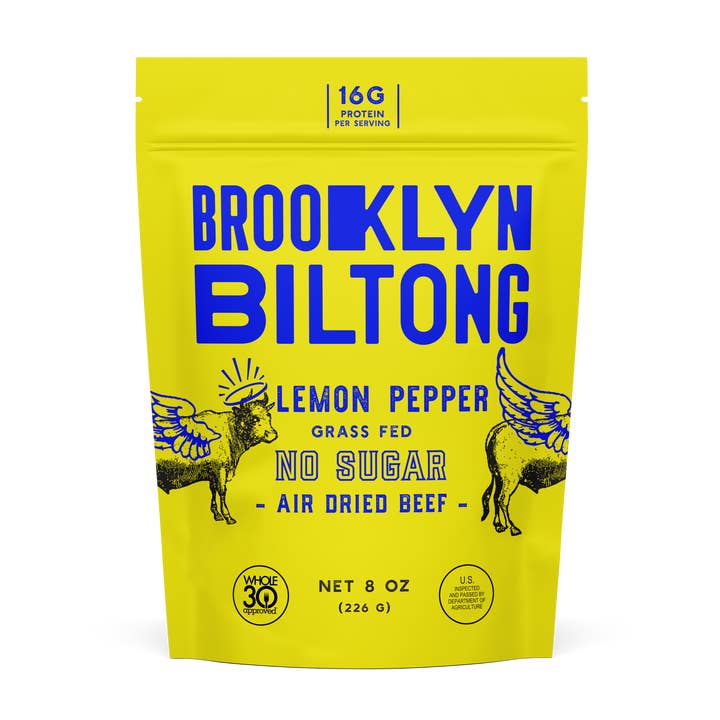 8oz Lemon Pepper Grass-Fed Zero_Sugar Biltong Tender Jerky for wholesale by Brooklyn Biltong