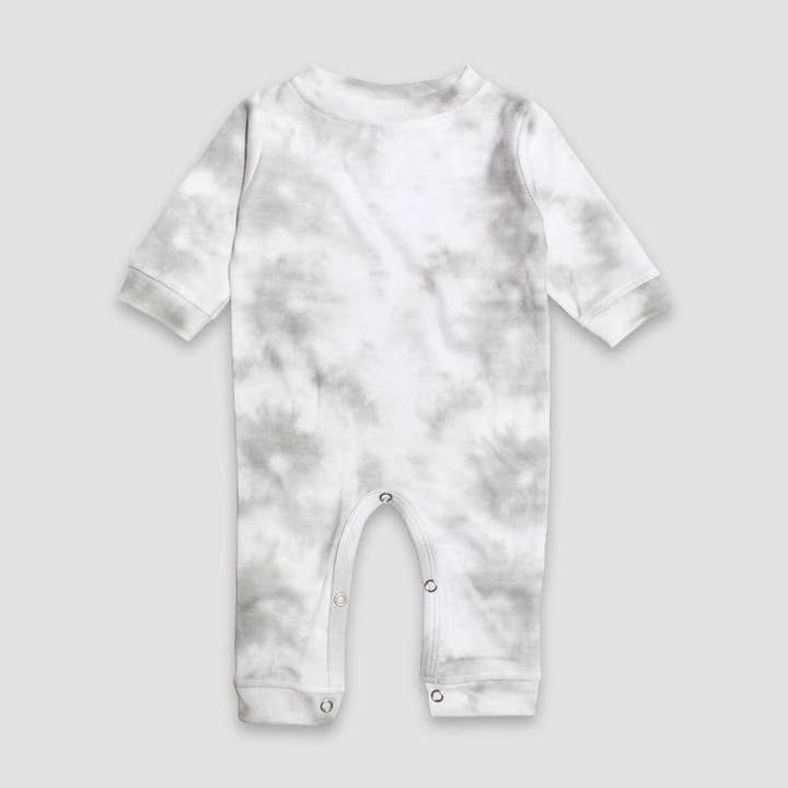 Baby Long Sleeve Sleep N Play Romper Smoke Tie Dye Look for wholesale by Laughing Giraffe