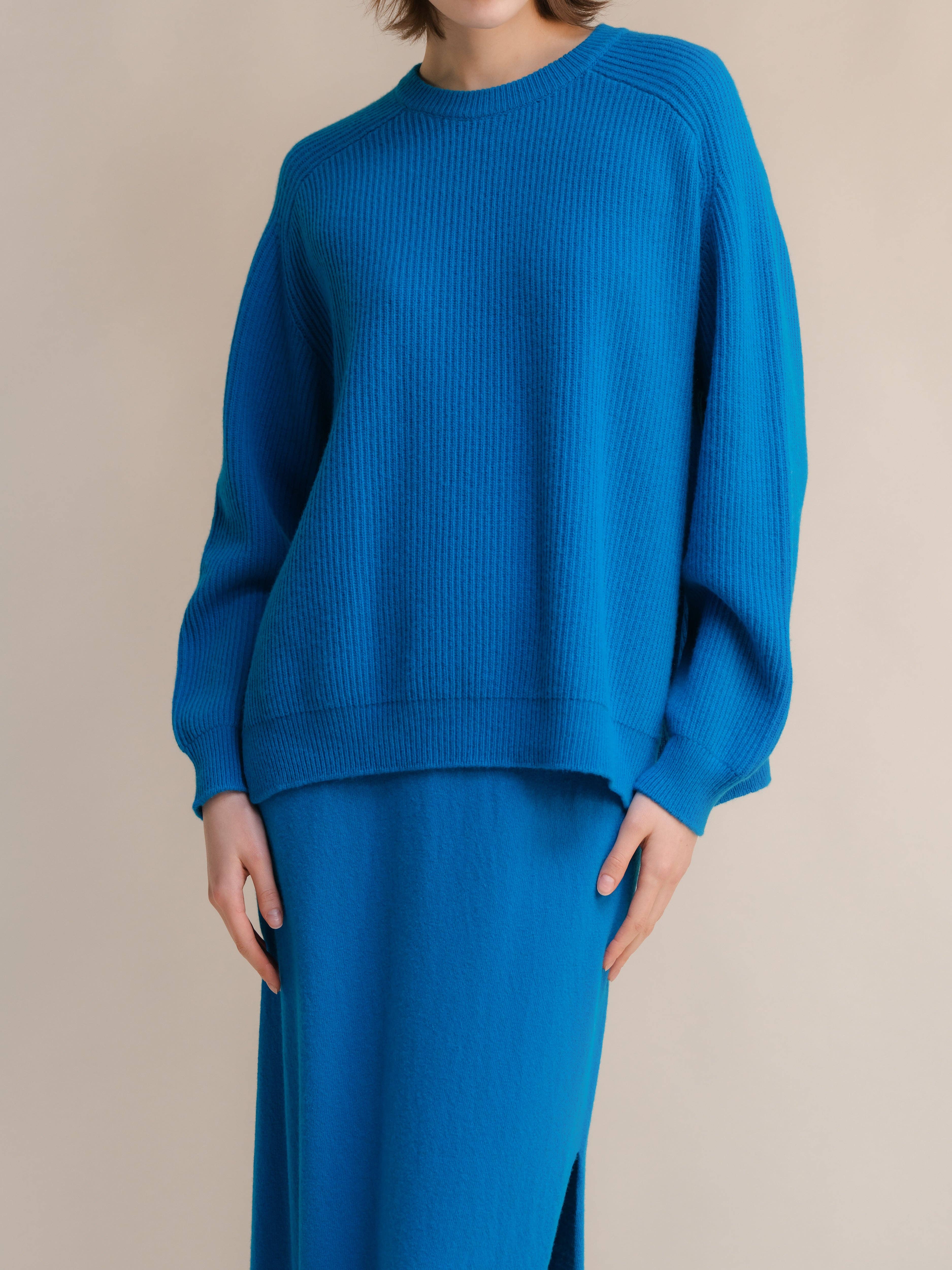 Lèmme - Wholesale Knit Sweater - Women's - Cashmere Mix Crewneck Ribbed Sweater with Lateral Slits16