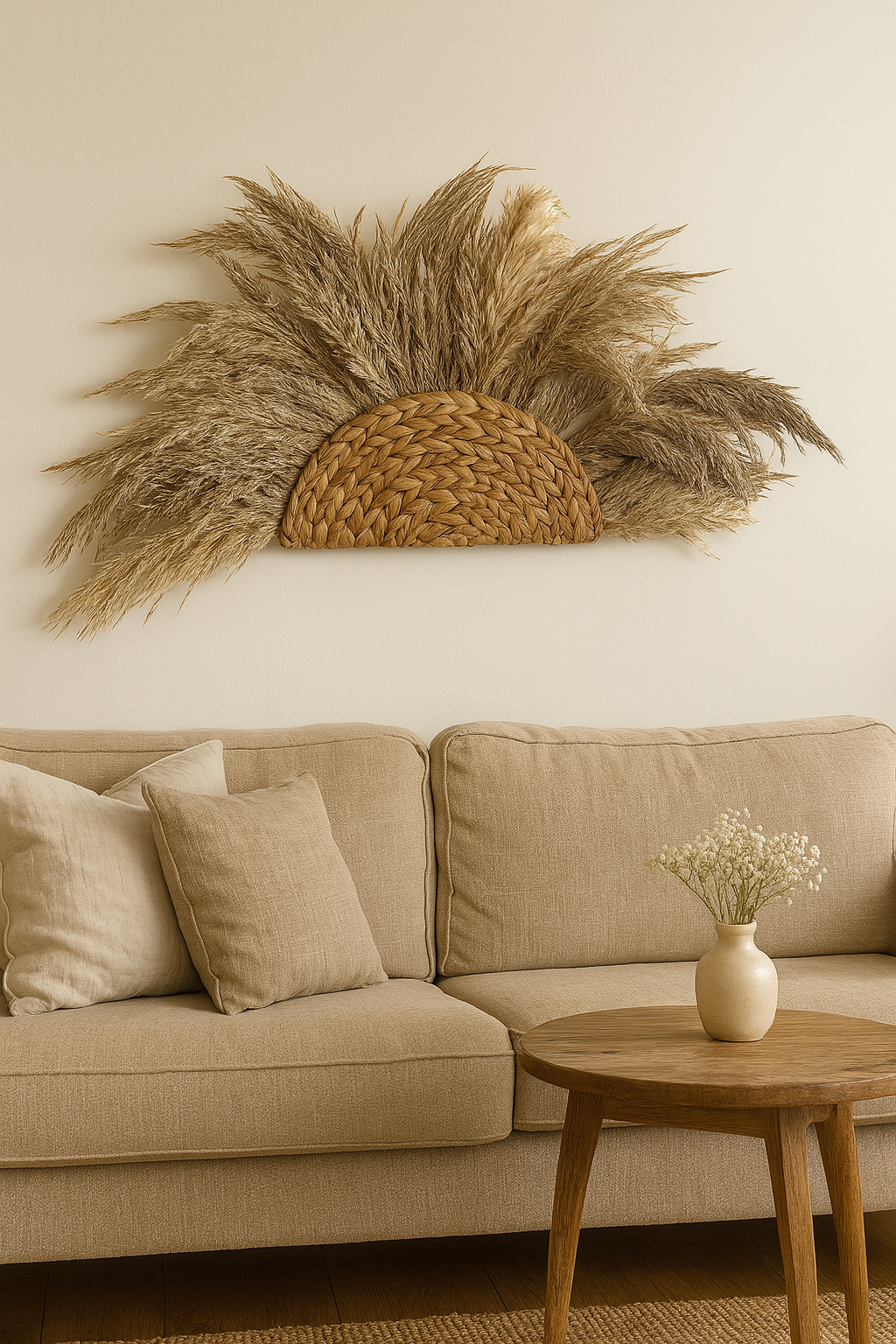 Atelier HM Design – wholesale Wall Accent – Rattan wall decoration with dried pampas4
