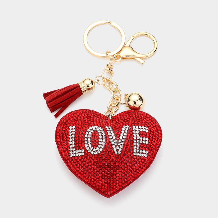 Sensibling Corp. - Wholesale Keychain - Women's - Bling LOVE Message Heart Keychain