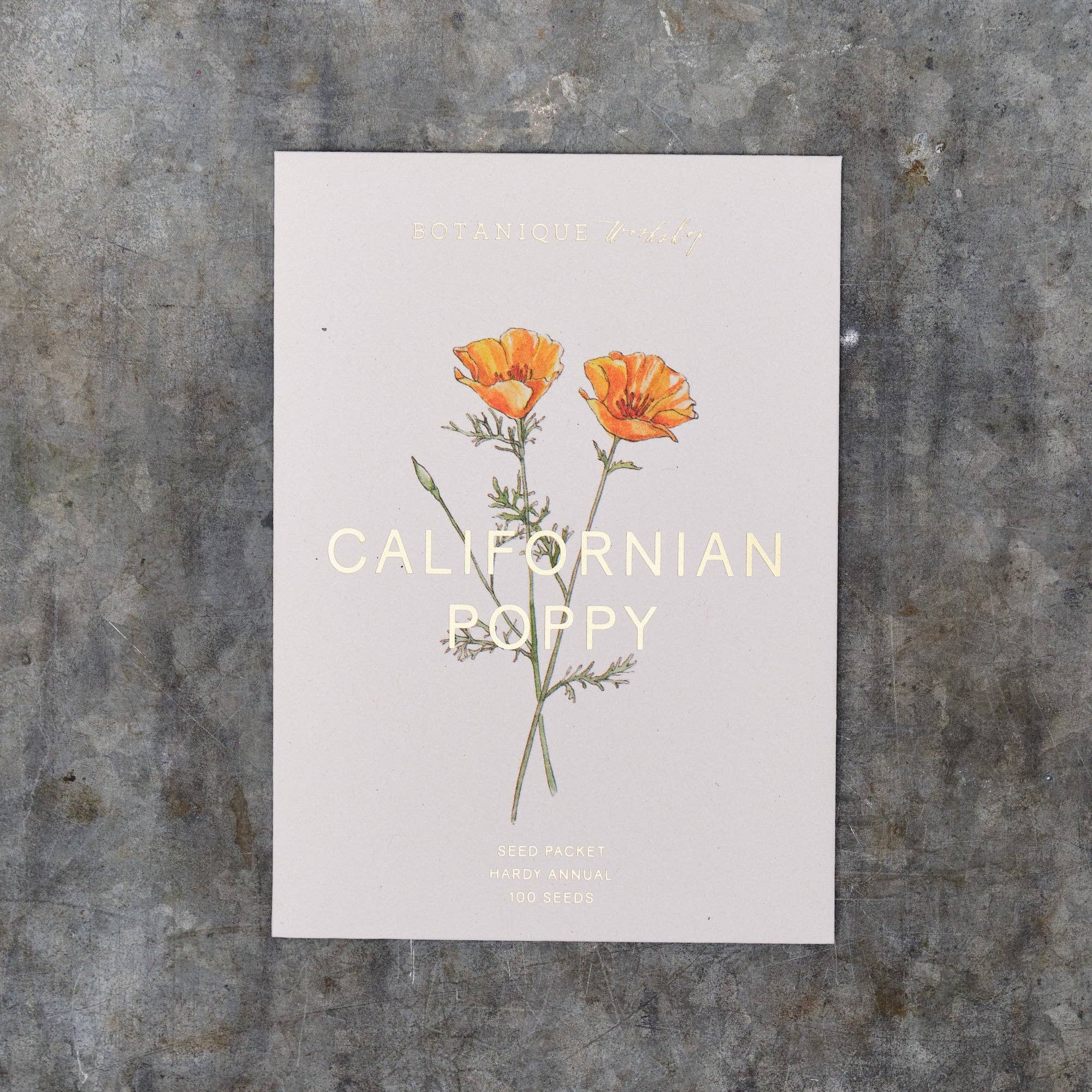 Botanique Workshop – wholesale Plant seeds – Californian Poppy Seed Packet0
