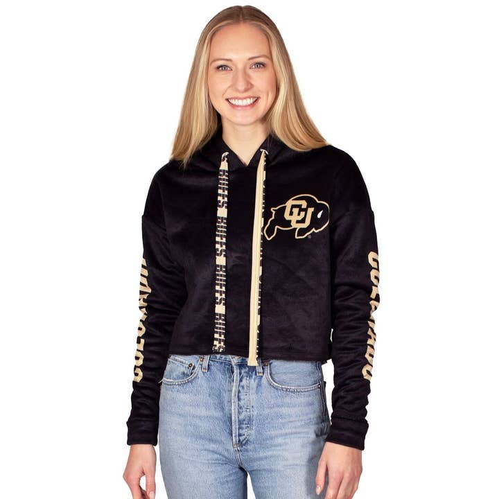 Colorado Boulder Varsity Furry Hoodie for wholesale by Lojo Collegiate Apparel
