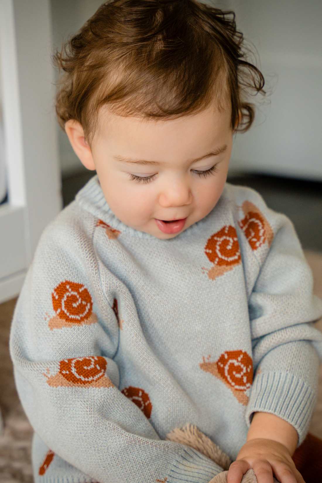 Dear Hayden - Wholesale Knit Sweater - Kids - Organic Snail Knit Sweater in Pearl Blue4