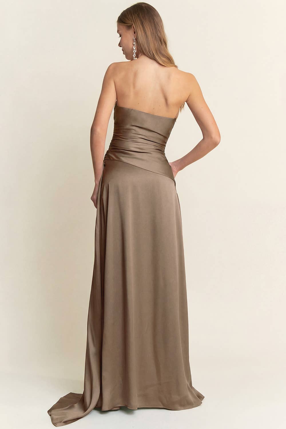 Maniju - Wholesale Dress - Women's - STRAIGHT NECKLINE WITH RUCHING DETAIL MAXI DRESS8