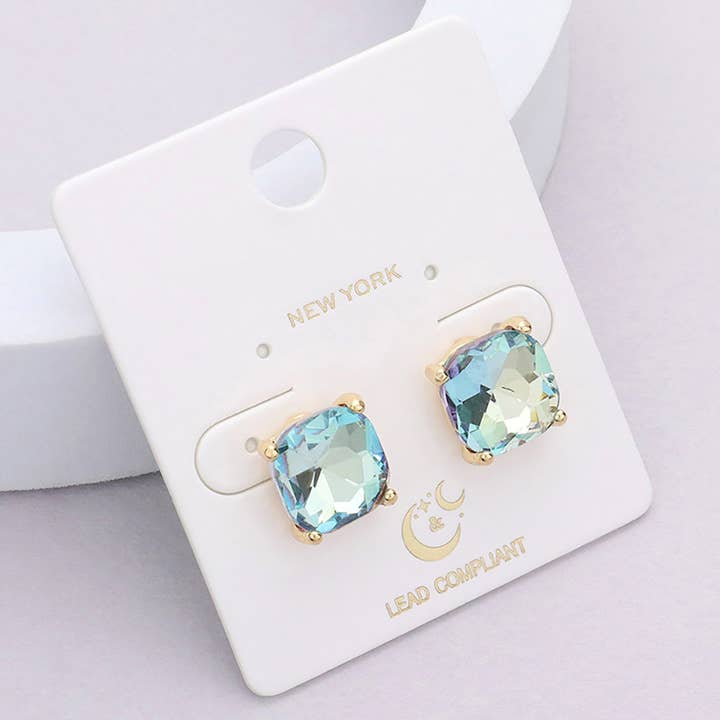 Sensibling Corp. - Wholesale Stud/Post Earrings - Cushion Square Stone Stud Evening Earrings