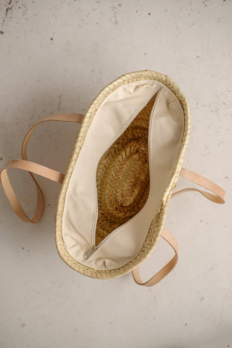 Lula Natura – wholesale Strandväska – MIDI KORG FLOR LIS RAFIA4