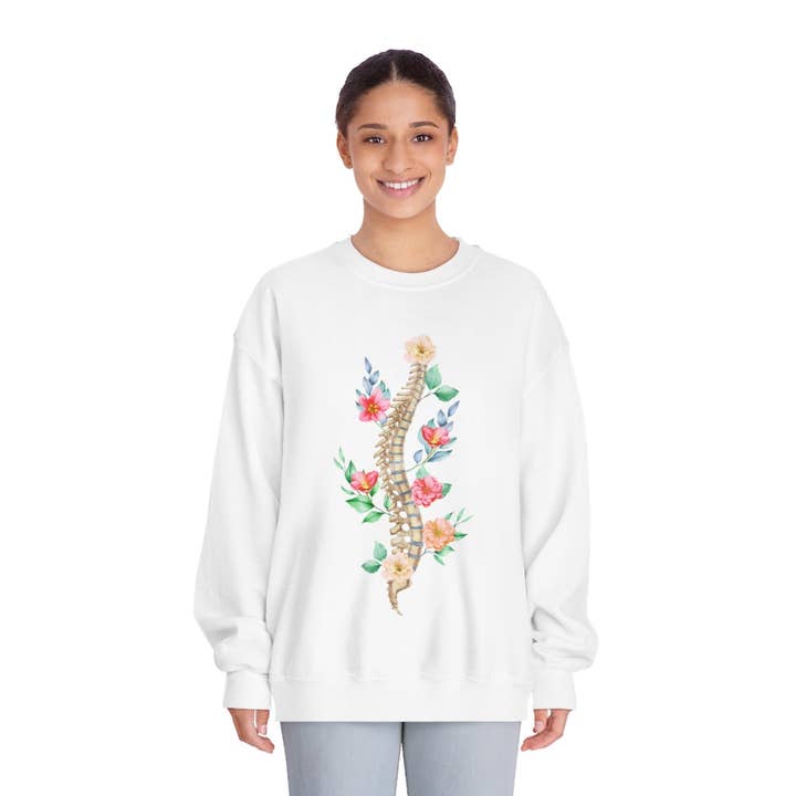 Spine Anatomy Flower Crewneck Sweatshirt for wholesale by LimenDime Market