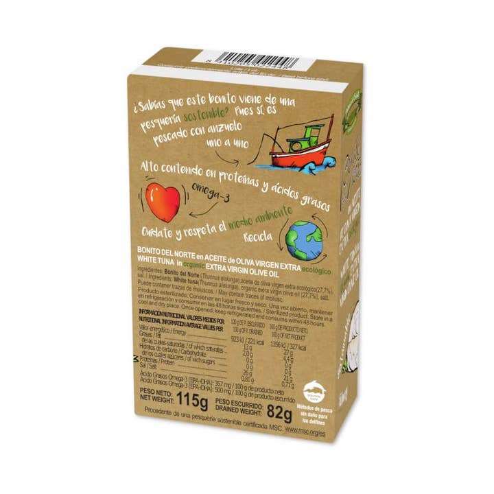 Delicatessen Spanish Food - Vente Poissons en conserve - Bonite blanche MSC à l'huile d'olive extra vierge biologique 115 g2
