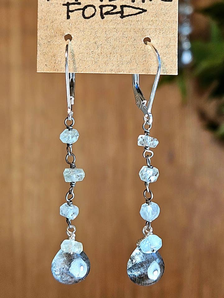 Orecchini in Acquamarina Nera EBK4725 per la vendita all'ingrosso da parte di KRISTIN FORD Jewelry With Meaning