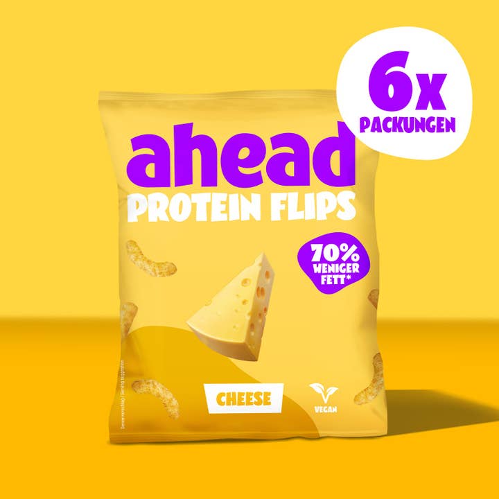 ahead – Großhandel Gepuffte Snacks – Protein Flips - Cheese (Tray 6x50g)