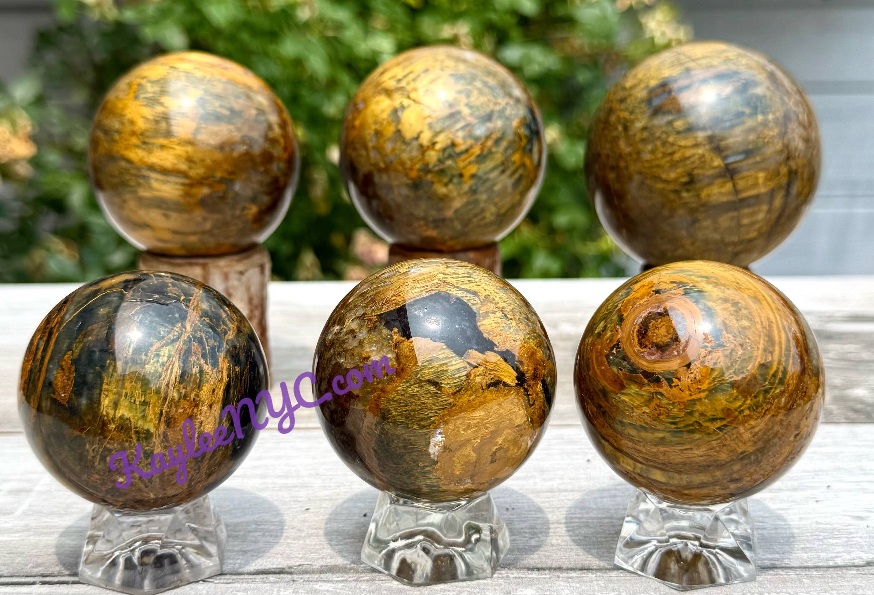 KayleeNYC - Vente Pierre et cristal de spiritualité - Lot de 6 sphères naturelles en cristal de pietersite, 1,8-1,8 kg