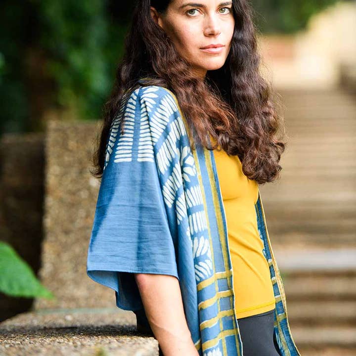 Ichcha - Wholesale Kaftan - Women's - Blue Beach Coverup Lounge Kimono/Robe Kaftan Dress - Aarya7