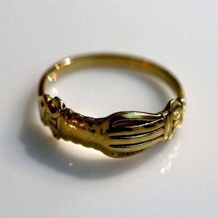 Renaissance Ring with Clasped Hands - Brass (assorted) for wholesale by BoneNE, LLC