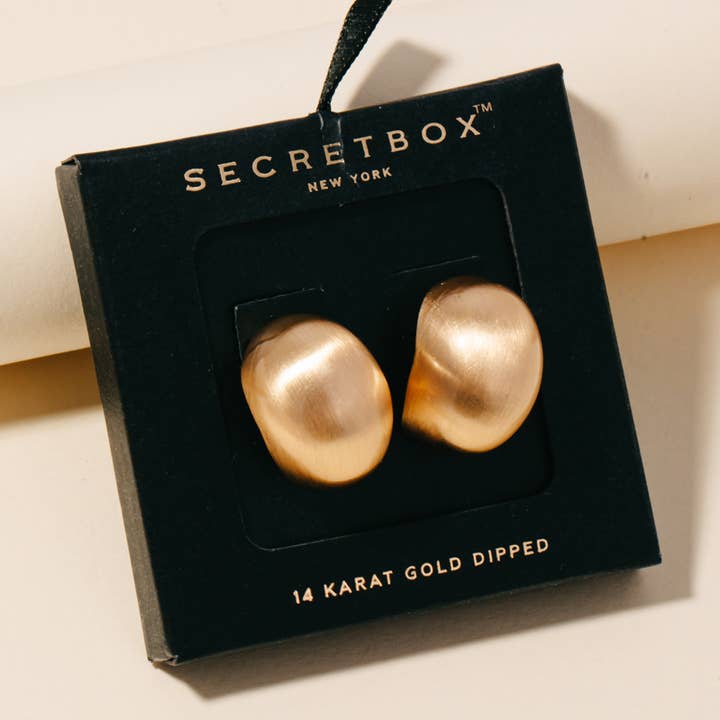 Secret Box Brushed Gold Dipped Hollow Oval Hoop Earrings for wholesale by Anarchy Street